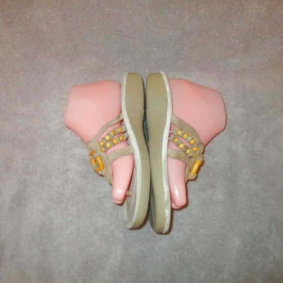 Earth BEADED Logan LEATHER Gelron Size 7.5 SANDALS Flip THONG Comfort CUSHION - Picture 7 of 12